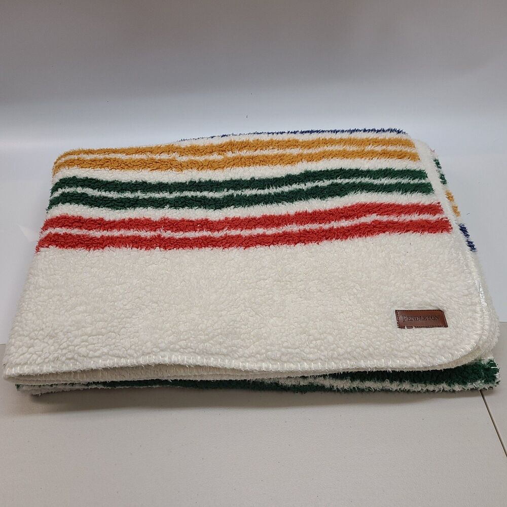 Pendleton Glacier National Park Stripe Sherpa Fleece Throw Blanket 50" x 70"